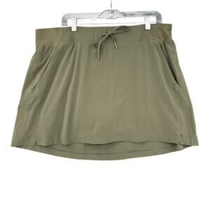 All In‎ Motion Olive Green Drawstring Waist Pockets Above Knee Length Skirt XXL